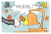 Cartoon: Haushalt (small) by Kostas Koufogiorgos tagged karikatur,koufogiorgos,haushalt,streit,runde,glocke,beginn