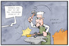 Cartoon: Kretschmann zerlegt Eisenmann (small) by Kostas Koufogiorgos tagged karikatur,koufogiorgos,illustration,cartoon,kretschmann,eisenmann,schmied,eisen,wahlsieg,gruene,baden,wuerttemberg,landtagswahl