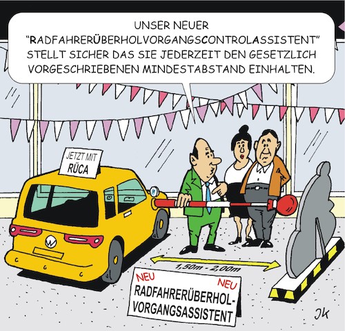 Cartoon: Abstandsregeln (medium) by JotKa tagged radfahrer,autofahrer,straße,mobilität,überholen,verkehr,verkehrsregeln,verkehrsgerichtstag,regel,gesetze,radfahrer,autofahrer,straße,mobilität,überholen,verkehr,verkehrsregeln,verkehrsgerichtstag,regel,gesetze