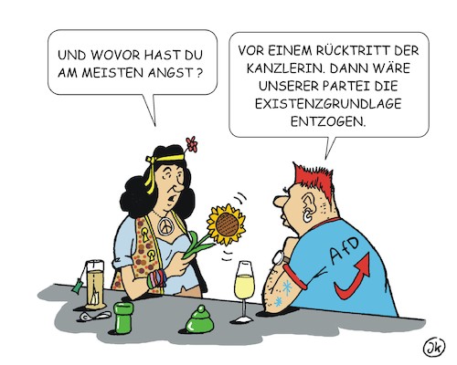 Cartoon: Angst (medium) by JotKa tagged politiker,wahlen,hessen,bayern,bundeskanzlerin,merkel,rücktritt,afd,hippie,parteien,politiker,wahlen,hessen,bayern,bundeskanzlerin,merkel,rücktritt,afd,hippie,parteien