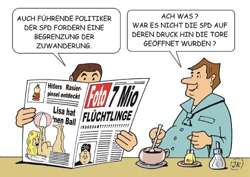 Cartoon: Begrenzungswünsche (medium) by JotKa tagged zuwanderung,presse,medien,fernsehen,integration,erstaufnahmelager,flüchtlingsheime,schleuser,schlepper,merkel,asylanten,flüchtlinge,wirtschaftsflüchtlinge,asyl,asylpolitik,einwanderung,einwanderungsgesetz,politik,parteien,politiker,asylantenheime,terror,fremdenfeindlichkeit,abschiebung,flüchtlingsströme,lager,erstaufnahme,regenbogenpresse,zuwanderung,presse,medien,fernsehen,integration,erstaufnahmelager,flüchtlingsheime,schleuser,schlepper,merkel,asylanten,flüchtlinge,wirtschaftsflüchtlinge,asyl,asylpolitik,einwanderung,einwanderungsgesetz,politik,parteien,politiker,asylantenheime,terror,fremdenfeindlichkeit,abschiebung,flüchtlingsströme,lager,erstaufnahme,regenbogenpresse