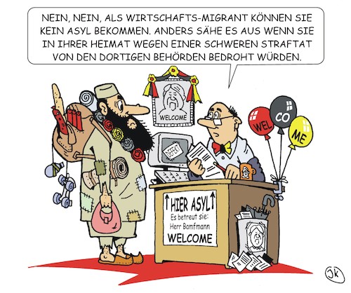 Cartoon: Damals beim Bamf (medium) by JotKa tagged bundesanstalt,für,migration,bremen,asyl,asylanträge,asylantrag,straftäter,wirtschaftsmigranten,bundesanstalt,für,migration,bremen,asyl,asylanträge,asylantrag,straftäter,wirtschaftsmigranten