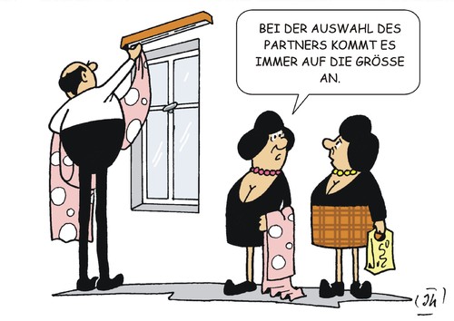 Cartoon: Die richtige Größe (medium) by JotKa tagged otto,ehe,beziehungen,mann,frau,er,sie,hausfrau,hausmann,gardinen,größe,liebe,ehe,beziehungen,mann,frau,er,sie,hausfrau,hausmann,gardinen,größe,liebe