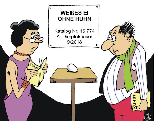 Cartoon: Ei ohne Huhn (medium) by JotKa tagged kunst,museen,austellungen,künstler,avandgarde,eier,hühner,vernissage,gesellschaft,bildung,landwirtschaft,kunst,museen,austellungen,künstler,avandgarde,eier,hühner,vernissage,gesellschaft,bildung,landwirtschaft