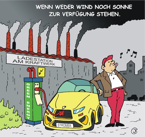 Cartoon: Elektromobilität (medium) by JotKa tagged elektromobilität,erneuerbare,energien,windkraft,solaranlagen,kraftwerke,kohle,gas,klima,mobilität,wirtschaft,industrie,arbeitsplätze,umwelt,elektromobilität,erneuerbare,energien,windkraft,solaranlagen,kraftwerke,kohle,gas,klima,mobilität,wirtschaft,industrie,arbeitsplätze,umwelt