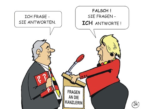 Cartoon: Fragestunde (medium) by JotKa tagged fragestunde,bundestag,kanzlerin,merkel,abgeordnete,parteien,politik,fragen,und,antworten,fragestunde,bundestag,kanzlerin,merkel,abgeordnete,parteien,politik,fragen,und,antworten