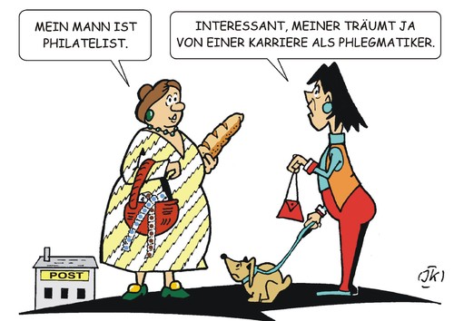 Cartoon: Gespräche (medium) by JotKa tagged hund,freizeit,beruf,ehemänner,frauen,männer,postamt,briefmarkensammlung,briefmarken,träge,faulheit,phlegmatiker,philatelist,philatelie,karriere,job,post,post,postamt,freizeit,hund,männer,frauen,ehemänner,beruf,job,karriere,philatelie,philatelist,phlegmatiker,faulheit,träge,briefmarken,briefmarkensammlung