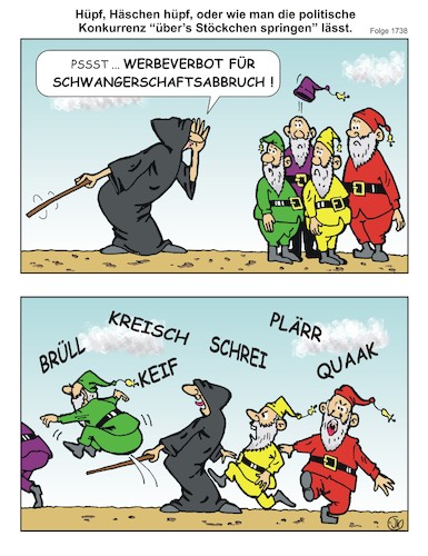 Cartoon: Hüpf Häschen hüpf 1 (medium) by JotKa tagged politiker,parteien,politischer,gegner,politische,konkurrenz,populismus,entrüstung,berufsempörer,empörung,berufsbetroffene,betroffenheit,ärger,diskussion,schwangerschaft,schwangerschaftsabbruch,paragraph,219a,hüpf,politiker,parteien,politischer,gegner,politische,konkurrenz,populismus,entrüstung,berufsempörer,empörung,berufsbetroffene,betroffenheit,ärger,diskussion,schwangerschaft,schwangerschaftsabbruch,paragraph,219a