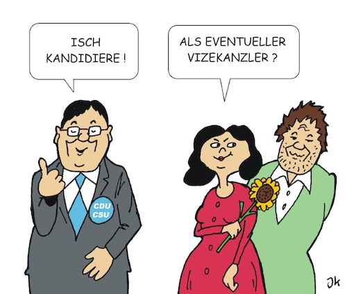 Cartoon: Kanzlerkandidat (medium) by JotKa tagged bundestagswahl,21,cdu,csu,die,grünen,laschet,söder,bearbock,habeck,kanzlerschaft,kandidaten,politik,wahlen,parteien,bundestagswahl,21,cdu,csu,die,grünen,laschet,söder,bearbock,habeck,kanzlerschaft,kandidaten,politik,wahlen,parteien