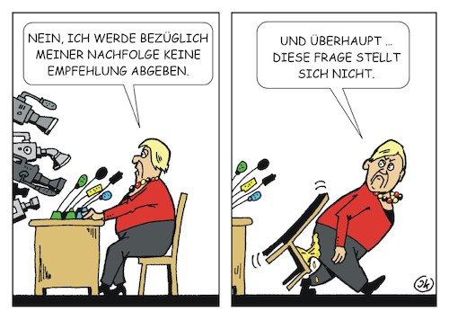 Cartoon: Nachfolge (medium) by JotKa tagged amtsnachfolge,bundeskanzler,bundeskanzlerin,merkel,parteien,politik,cdu,groko,wahlen,hessenwahl,interview,amtsnachfolge,bundeskanzler,bundeskanzlerin,merkel,parteien,politik,cdu,groko,wahlen,hessenwahl,interview