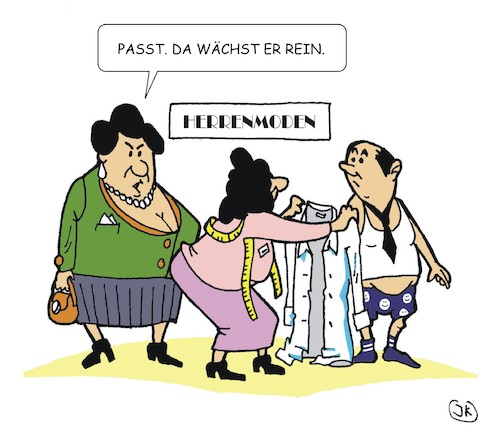 Cartoon: Passt (medium) by JotKa tagged dressur,otto,mann,frau,er,sie,liebe,ehe,beziehungen,stress,erotik,mode,herrenmode,kleidung,handel,verkauf,schneider,dressur,otto,mann,frau,er,sie,liebe,ehe,beziehungen,stress,erotik,mode,herrenmode,kleidung,handel,verkauf,schneider