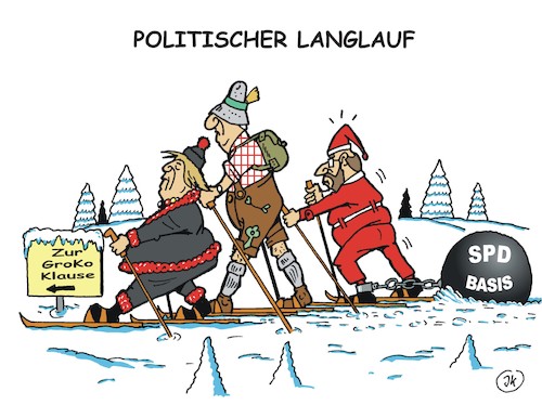 Cartoon: Politischer Langlauf (medium) by JotKa tagged bundestagswahl,2017,koalitionen,sondierungen,differenzen,sondierunggespräche,neuwahlen,cdu,csu,spd,politiker,parteien,bundespräsident,regierungsbildung,bundesregierung,spitzengespräch,schulz,steinmeier,merkel,nahles,groko,basis,langlauf,wintersport,klause,winter,bundestagswahl,2017,koalitionen,sondierungen,differenzen,sondierunggespräche,neuwahlen,cdu,csu,spd,politiker,parteien,bundespräsident,regierungsbildung,bundesregierung,spitzengespräch,schulz,steinmeier,merkel,nahles,groko,basis,langlauf,wintersport,klause,winter