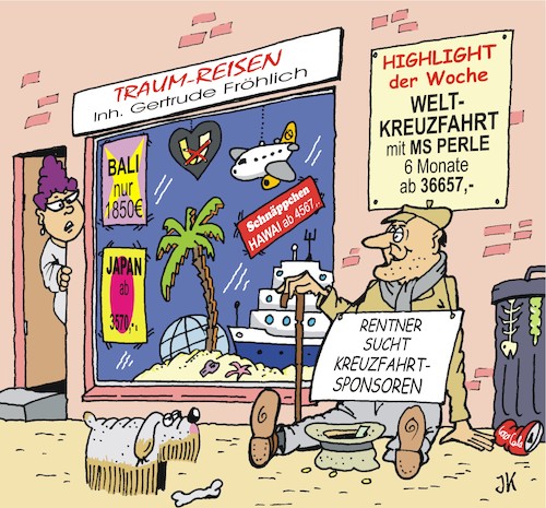 Cartoon: Rentnerreisen (medium) by JotKa tagged rentner,renten,reisen,urlaub,freizeit,kreuzfahrten,gesellschaft,geld,vermögen,luxus,bettler,sponsoren,reisebüro,schiff,flugzeug,rentner,renten,reisen,urlaub,freizeit,kreuzfahrten,gesellschaft,geld,vermögen,luxus,bettler,sponsoren,reisebüro,schiff,flugzeug