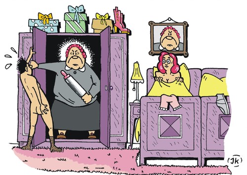 Cartoon: Schwiegermutter   Mother in law (medium) by JotKa tagged schwiegermutter,mann,frau,ehemann,ehefrau,schlafzimmer,schrank,schlafzimmerschrank,liebe,ehe,beziehung,neid,missgunst,schreck,schock,überrraschung,single,bild,bilderrahmen,bett,schuhe,stiefel,lampe,schwiegermutter,mann,frau,ehemann,ehefrau,schlafzimmer,schrank,schlafzimmerschrank,liebe,sex,ehe,beziehung,neid,missgunst,schreck,schock,überrraschung,single,bild,bilderrahmen,bett,schuhe,stiefel,lampe