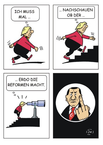 Cartoon: Unter Beobachtung 2 (medium) by JotKa tagged merkel,erdogan,istanbul,berlin,türkei,eu,deutschland,flüchtlingskrise,flüchtlingsabkommen,humanitätskonferenz,visafreiheit,mitgliedschaft,beobachtung,türkische,verfassung,politik,politiker,fernrohr,rosarote,brille,anti,terror,gesetz,merkel,erdogan,istanbul,berlin,türkei,eu,deutschland,flüchtlingskrise,flüchtlingsabkommen,humanitätskonferenz,visafreiheit,mitgliedschaft,beobachtung,türkische,verfassung,politik,politiker,fernrohr,rosarote,brille,anti,terror,gesetz