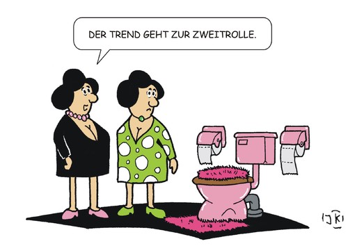 Cartoon: Voll im Trend (medium) by JotKa tagged otto,trend,mode,zeiterscheinung,lifestyle,zeitgeist,in,und,out,clo,toilette,badezimmer,clopapier,toilettenpapier,clorolle,wc,frauen,freundinnen,trend,mode,zeiterscheinung,lifestyle,zeitgeist,in,und,out,clo,toilette,badezimmer,clopapier,toilettenpapier,clorolle,wc,frauen,freundinnen