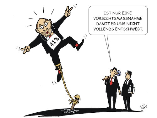 Cartoon: Vorsichtsmassnahme (medium) by JotKa tagged wahlen,umfragen,umfragewerte,parteien,wahlkampf,bundestagswahl,bundestag,kanzlerkandidaten,spd,cdu,merkel,schulz,demoskopie,wahlen,umfragen,umfragewerte,parteien,wahlkampf,bundestagswahl,bundestag,kanzlerkandidaten,spd,cdu,merkel,schulz,demoskopie