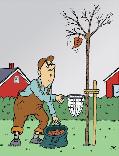 Cartoon: Wenn das Herbstlaub fällt (medium) by JotKa tagged jahreszeiten,herbst,bäume,laub,blätter,gartenarbeit,gartenfreunde,natur,jahreszeiten,herbst,bäume,laub,blätter,gartenarbeit,gartenfreunde,natur