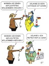 Cartoon: Integrationsumfrage (small) by JotKa tagged umfragen religion christen christentum katholisch evangelisch protestantisch moslems integration zuwanderung willkommenskultur norddeutschland süddeutschland bayern politik politiker parteien