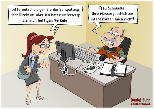 Cartoon: Heftiger Verkehr (medium) by karicartoons tagged berufsverkehr,kommunikation,alltag,anzüglich,arbeit,arbeitswelt,arbeitszeit,büro,büroalltag,cartoon,chef,chefwitz,diskriminierung,falsch,verstanden,frauen,bei,der,frauenquote,humor,job,lustig,männer,stau,verkehr,verspätung,zu,spät,kommen,kommunikation,alltag,anzüglich,arbeit,arbeitswelt,arbeitszeit,büro,büroalltag,cartoon,chef,chefwitz,diskriminierung,falsch,verstanden,frauen,bei,der,frauenquote,humor,job,lustig,männer,stau,verkehr,verspätung,zu,spät,kommen