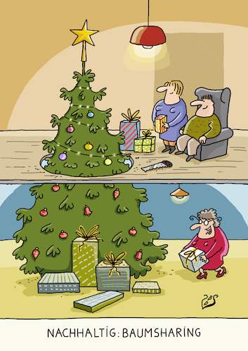 Cartoon: Baumsharing (medium) by Dodenhoff Cartoons tagged nachhaltigkeit,klimaschutz,baumschutz,weihnachtsbaum,innovation,klimalösung,naturschutz,lösungen,konsum,nachhaltigkeit,klimaschutz,baumschutz,weihnachtsbaum,innovation,klimalösung,naturschutz,lösungen,konsum