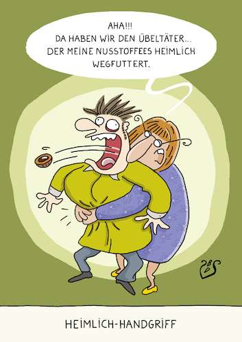 Cartoon: Heimlich Manöver (medium) by Dodenhoff Cartoons tagged ersthelfer,heimlich,mann,frau,erstickungsgefahr,druckkompression,notfall,ersthelferkurs,übeltäter,heimlichkeiten,naschen,handgriff,ersthelfer,heimlich,mann,frau,erstickungsgefahr,druckkompression,notfall,ersthelferkurs,übeltäter,heimlichkeiten,naschen,handgriff