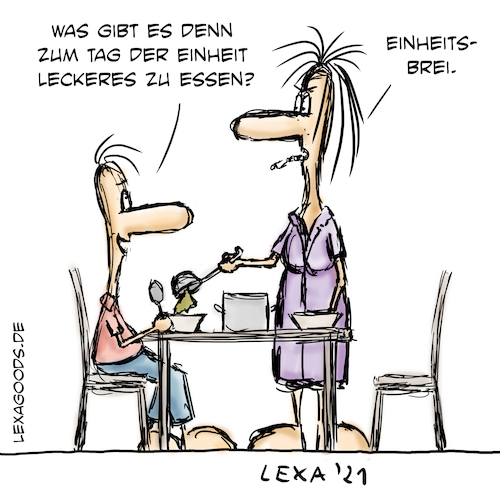 Cartoon: lexatoon Einheitsbrei (medium) by lexatoons tagged lexatoon,einheitsbrei,tag,der,deutschen,einheit,lexatoon,einheitsbrei,tag,der,deutschen,einheit