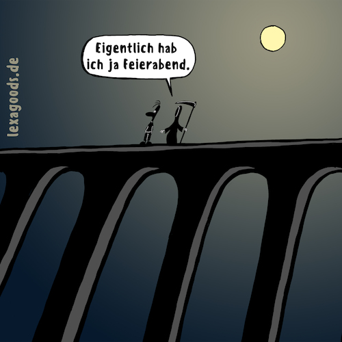 Cartoon: lexatoon Feierabend versaut (medium) by lexatoons tagged lexatoon,feierabend,versaut,suizid,selbsmord,depression,depressiv,tod,sterben,brücke,springen,lexatoon,feierabend,versaut,suizid,selbsmord,depression,depressiv,tod,sterben,brücke,springen