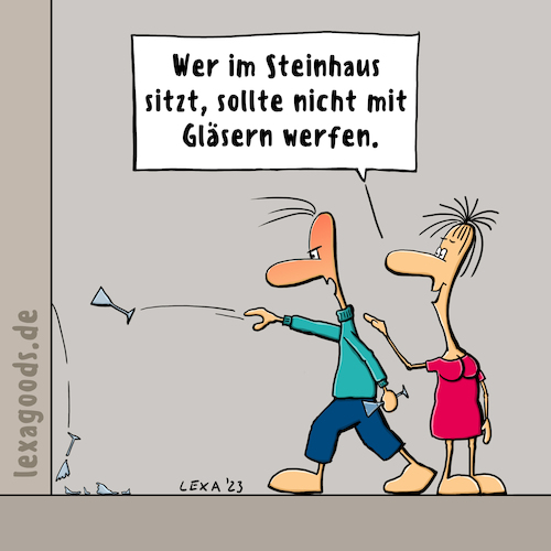 Cartoon: lexatoon Gläser im Steinhaus (medium) by lexatoons tagged lexatoon,gläser,im,steinhaus,sprichwort,redewendung,glaushaus,zerbrechlich,lexatoon,gläser,im,steinhaus,sprichwort,redewendung,glaushaus,zerbrechlich