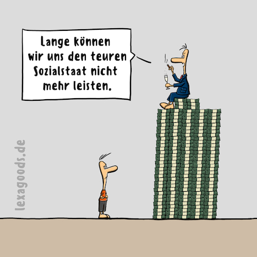 Cartoon: lexatoon teurer Sozialstaat (medium) by lexatoons tagged lexatoon,teurer,sozialstaat,dekadenz,ungleichheit,milliardär,vermögenssteuer,lexatoon,teurer,sozialstaat,dekadenz,ungleichheit,milliardär,vermögenssteuer