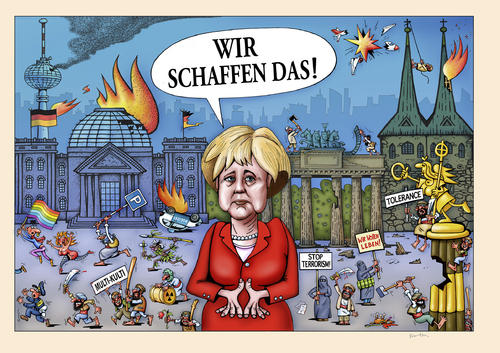 Merkel By kurtu | Politics Cartoon | TOONPOOL