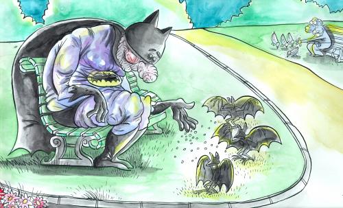 Cartoon: batijubilado (medium) by Mario Almaraz tagged batmanviejo,,batman,dark knight,rentner,greis,greisenalter,greisin,großeltern,großmutter,großvater,lebensabschnitt,pension,pensionär,rente gehen,rentenempfänger,rentenversicherung,ruhestand,opa,alter,gebrechlich,gebrechen,senil,superheld,held,comic,freizeit,freizeitbeschäftigung,füttern,fledermaus,dark,knight,rente,gehen