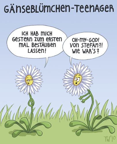 Cartoon: Gänseblümchen-teenager (medium) by Tobias Wieland tagged aufklärung,teenager,mal,erstes,gänseblümchen,teenager,aufklärung,sex,gänseblümchen,blume,natur,blumen,liebe