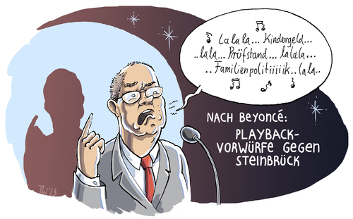 Cartoon: Steinbrück singt (medium) by Tobias Wieland tagged peer,steinbrück,super,bowl,beyonce,playback,familie,politik,schröder,kindergeld,prüfstand,ehegattensplitting,splitting,ehe,bundestag,familienministerin,wahl,2013,peer,steinbrück,super,bowl,beyonce,playback,familie,politik,schröder,kindergeld,prüfstand,ehegattensplitting,splitting,ehe,bundestag,familienministerin,wahl,2013