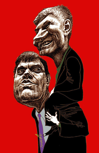 Cartoon: Kostunica vs Djindjic (medium) by Medi Belortaja tagged djindjic,vs,kostunica