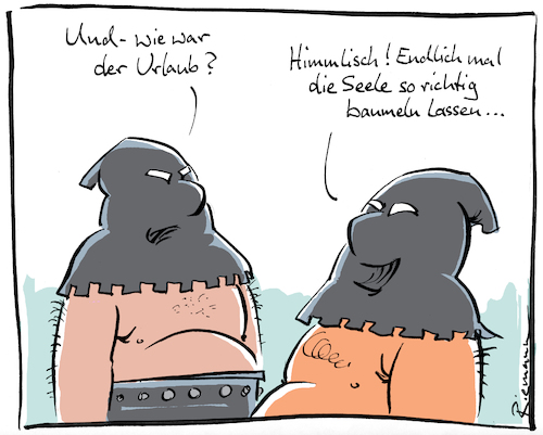 Cartoon: Abhängen (medium) by Riemann tagged henker,haengen,galgen,todesstrafe,urlaub,beruf,seele,baumeln,cartoon,george,riemann,henker,haengen,galgen,todesstrafe,urlaub,beruf,seele,baumeln,cartoon,george,riemann