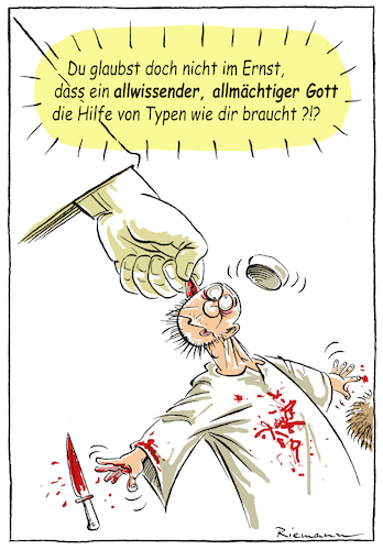 Cartoon: Gotteslästerung (medium) by Riemann tagged islamist,fanatiker,religion,blasphemie,gotteslaesterung,mord,zweifel,gott,terror,terrorismus,is,cartoon,george,riemann,islamist,fanatiker,religion,blasphemie,gotteslaesterung,mord,zweifel,gott,terror,terrorismus,is,cartoon,george,riemann