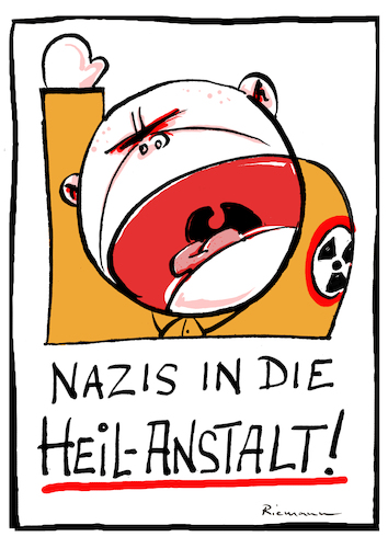 Cartoon: Heilanstalt (medium) by Riemann tagged rechts,rechtsradikale,afd,nazis,braun,faschisten,neonazis,demokratie,gefahr,hoecke,weidel,chrupalla,sellner,wannseekonferenz,potsdam,deutschland,hamburg,steht,auf,gegen,rechtsextremismus,und,neonazistische,netzwerke,cartoon,george,riemann,rechts,rechtsradikale,afd,nazis,braun,faschisten,neonazis,demokratie,gefahr,hoecke,weidel,chrupalla,sellner,wannseekonferenz,potsdam,deutschland,hamburg,steht,auf,gegen,rechtsextremismus,und,neonazistische,netzwerke,cartoon,george,riemann