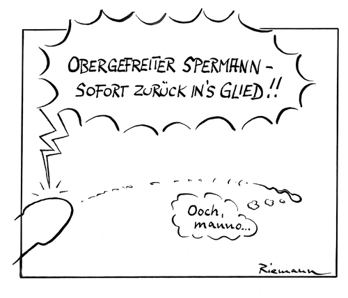 Cartoon: Voreilig (medium) by Riemann tagged riemann,george,cartoon,vorzeitig,befehl,glied,gehorsam,militaer,sperma,samen,samen,sperma,penis,militaer,gehorsam,glied,befehl,vorzeitig,cartoon,george,riemann