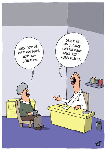 Cartoon: Schlafprobleme (medium) by luftzone tagged thomas,luft,cartoon,lustig,schlafprobleme,arzt,patient,patientin,thomas,luft,cartoon,lustig,schlafprobleme,arzt,patient,patientin