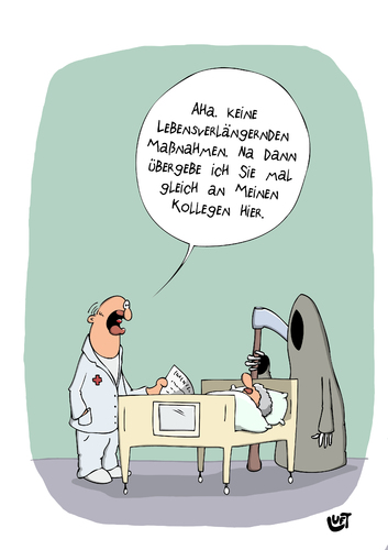 Cartoon: Übergabe (medium) by luftzone tagged cartoonalarm,cartoon,thomas,luft,luftzone,humor,comic,spaß,lustig,freude,lachen,comedy,lacher,brüller,zeichnung,sprechblase,karikatur,arzt,doktor,mediziner,tod,sense,sensenmann,bett,krankenbett,lebensverlängerung,krankenhaus,krank,cartoonalarm,cartoon,thomas,luft,luftzone,humor,comic,spaß,lustig,freude,lachen,comedy,lacher,brüller,zeichnung,sprechblase,karikatur,arzt,doktor,mediziner,tod,sense,sensenmann,bett,krankenbett,lebensverlängerung,krankenhaus,krank