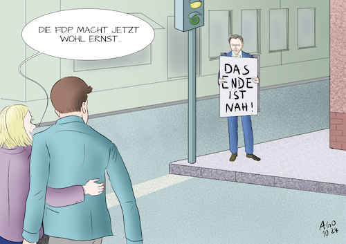 Cartoon: Das Ende ist nah (medium) by Ago tagged bundesregierung,ampelkoalition,spd,fdp,grünen,scholz,habeck,lindner,krisen,konflikte,haushalt,finanzen,wirtschaft,klimapolitik,asylpolitik,innenpolitik,differenzen,parteiprogramme,scheitern,koalitionsbruch,beendigung,drohung,neuwahlen,politik,caricature,karikatur,cartoon,pressezeichnung,illustration,ago,agostino,natale,bundesregierung,ampelkoalition,spd,fdp,grünen,scholz,habeck,lindner,krisen,konflikte,haushalt,finanzen,wirtschaft,klimapolitik,asylpolitik,innenpolitik,differenzen,parteiprogramme,scheitern,koalitionsbruch,beendigung,drohung,neuwahlen,politik,caricature,karikatur,cartoon,pressezeichnung,illustration,ago,agostino,natale