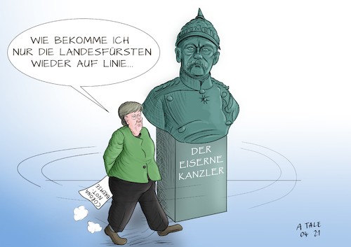 Cartoon: Die müde Kanzlerin (medium) by Ago tagged corona,virus,covid,pandemie,steigende,inzidenz,notbremse,vereinbarung,bund,länder,bundeskanzlerin,merkel,abweichler,uneinheitlich,ministerpräsidenten,föderalismus,bismarck,büste,eiserner,kanzler,caricature,karikatur,cartoon,pressezeichnung,illustration,tale,agostino,natale,corona,virus,covid,pandemie,steigende,inzidenz,notbremse,vereinbarung,bund,länder,bundeskanzlerin,merkel,abweichler,uneinheitlich,ministerpräsidenten,föderalismus,bismarck,büste,eiserner,kanzler,caricature,karikatur,cartoon,pressezeichnung,illustration,tale,agostino,natale