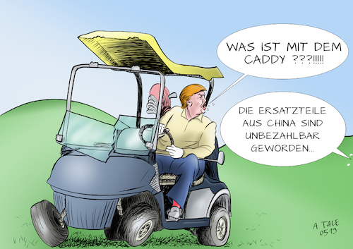 Cartoon: Erste Opfer im Handelskrieg (medium) by Ago tagged donald,trump,präsident,usa,handelskrieg,china,weitere,strafzölle,streit,eskalation,einschränkung,freier,welthandel,sonderzölle,abgaben,import,handelsbilanzdefizit,protektionismus,konfrontation,america,first,populismus,caddy,golfplatz,wirtschaft,politik,karikatur,cartoon,pressezeichnung,illustration,tale,agostino,natale,donald,trump,präsident,usa,handelskrieg,china,weitere,strafzölle,streit,eskalation,einschränkung,freier,welthandel,sonderzölle,abgaben,import,handelsbilanzdefizit,protektionismus,konfrontation,america,first,populismus,caddy,golfplatz,wirtschaft,politik,karikatur,cartoon,pressezeichnung,illustration,tale,agostino,natale