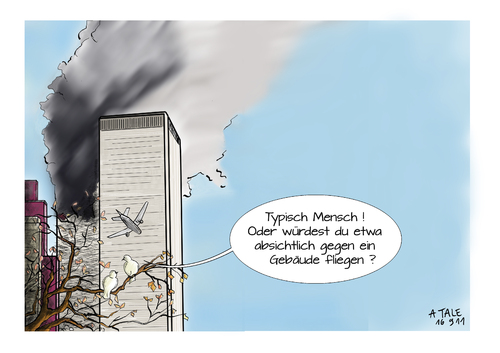 Cartoon: Jahrestag 9 11 (medium) by Ago tagged anschlag,attacke,new,york,2001,neunter,september,911,15,jahrestag,world,trade,center,selbstmordanschlag,flugzeuge,selbstzerstörerisch,menschen,hass,osama,bin,laden,opfer,tote,massaker,terrorismus,islamismus,extremismus,vögel,unverständnis,politik,religion,karikatur,cartoon,illustration,anschlag,attacke,new,york,2001,neunter,september,911,15,jahrestag,world,trade,center,selbstmordanschlag,flugzeuge,selbstzerstörerisch,menschen,hass,osama,bin,laden,opfer,tote,massaker,terrorismus,islamismus,extremismus,vögel,unverständnis,politik,religion,karikatur,cartoon,illustration