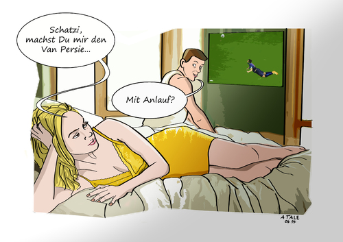 Cartoon: Mach mir den Van Persie (medium) by Ago tagged fußball,flugkopfball,kopfball,tor,goal,spektakulär,akrobatik,weltmeisterschaft,2014,wm,brasilien,spanien,niederlande,torjäger,van,persie,parodie,schlafzimmer,mann,frau,talking,fußball,flugkopfball,kopfball,tor,goal,spektakulär,akrobatik,weltmeisterschaft,2014,wm,brasilien,spanien,niederlande,torjäger,van,persie,parodie,schlafzimmer,mann,frau,sex,talking