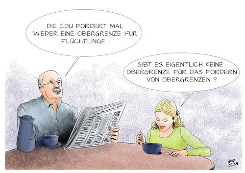 Cartoon: Obergrenze (medium) by Ago tagged cdu,friedrich,merz,parteivorsitzender,interview,parteiprogramm,obergrenze,deckelung,migration,flüchtlinge,einwanderung,grundrecht,asyl,verfolgung,ampelkoalition,vorwurf,populismus,politik,karikatur,cartoon,pressezeichnung,illustration,ago,agostino,natale,cdu,friedrich,merz,parteivorsitzender,interview,parteiprogramm,obergrenze,deckelung,migration,flüchtlinge,einwanderung,grundrecht,asyl,verfolgung,ampelkoalition,vorwurf,populismus,politik,karikatur,cartoon,pressezeichnung,illustration,ago,agostino,natale