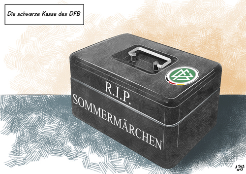 Cartoon: RIP Sommermärchen (medium) by Ago tagged cartoon,karikatur,sport,kasse,schwarze,adidas,dreyfus,louis,zwanziger,niersbach,beckenbauer,bewerbungskomitee,fifa,bericht,spiegel,der,verdacht,enttaeuschung,korruption,schmiergeld,bestechung,sommermaerchen,deutschland,2006,weltmeisterschaft,fussball,dfb,dfb,fußball,weltmeisterschaft,2006,deutschland,sommermärchen,bestechung,schmiergeld,korruption,fifa,beckenbauer,niersbach,karikatur,cartoon