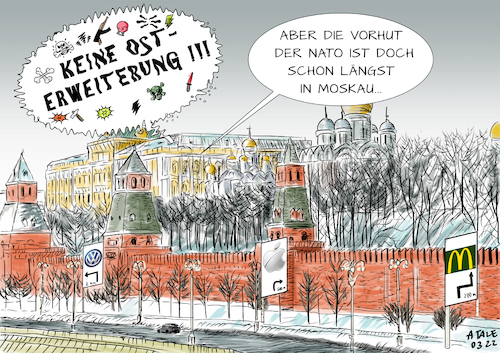 Cartoon: Schon längst da (medium) by Ago tagged russland,wladimir,putin,ukraine,krise,krieg,angriffskrieg,bedrohung,europa,nato,westen,diktatur,alleinherrscher,machtfülle,kreml,rückfall,imperialismus,vorwand,kritik,osterweiterung,wirtschaft,geschäfte,marken,konsum,westprodukte,globalisierung,politik,caricature,karikatur,cartoon,pressezeichnung,illustration,tale,agostino,natale,russland,wladimir,putin,ukraine,krise,krieg,angriffskrieg,bedrohung,europa,nato,westen,diktatur,alleinherrscher,machtfülle,kreml,rückfall,imperialismus,vorwand,kritik,osterweiterung,wirtschaft,geschäfte,marken,konsum,westprodukte,globalisierung,politik,caricature,karikatur,cartoon,pressezeichnung,illustration,tale,agostino,natale