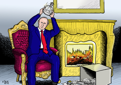 Cartoon: Selbstkrönung (medium) by Ago tagged wladimir,putin,russland,wahlen,demokratie,scheinwahlen,staatspartei,selbstkrönung,wladimir putin,wahlen,demokratie,staatspartei,selbstkrönung,wladimir,putin